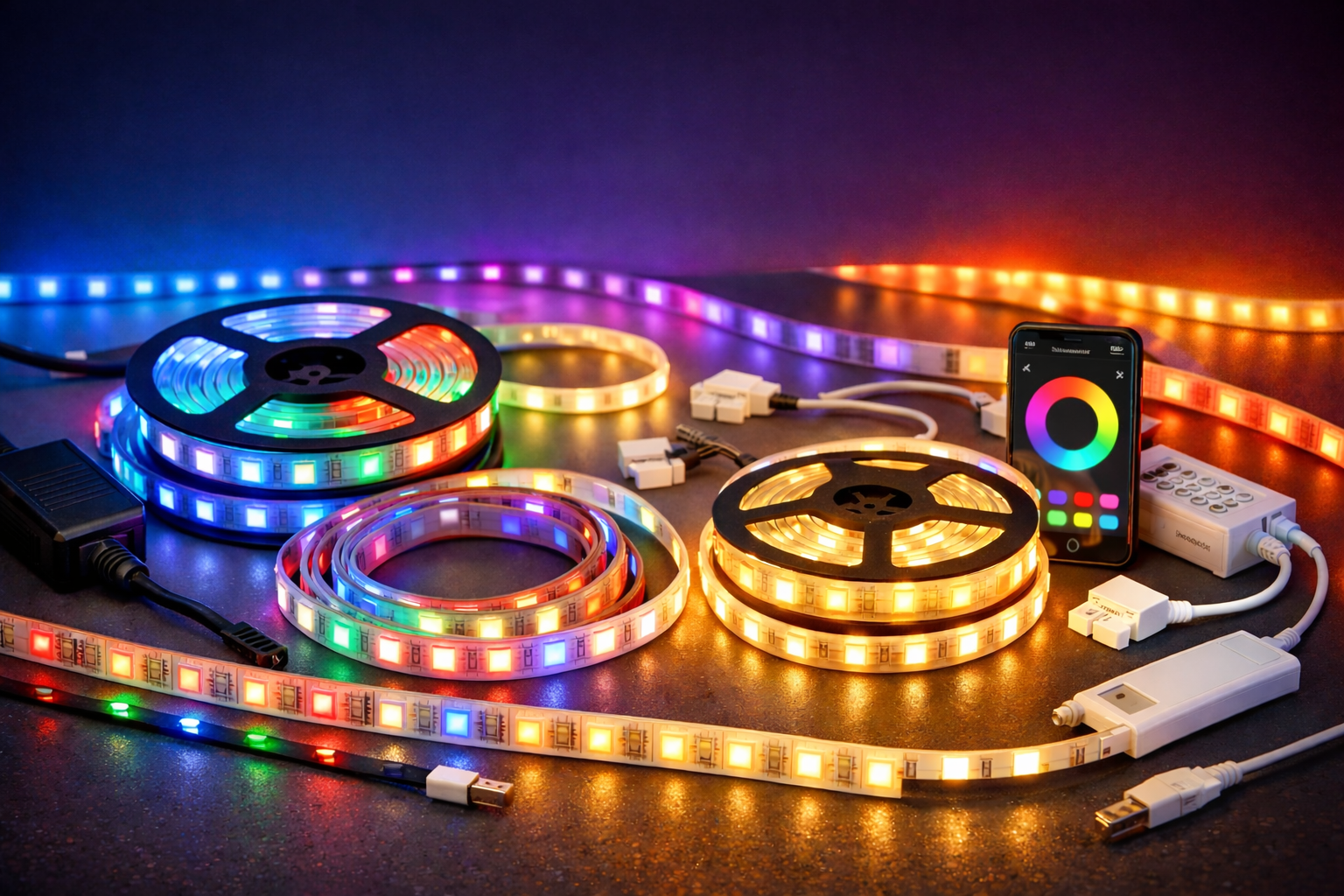 Different types of LED strip lights and RGB strip lighting options