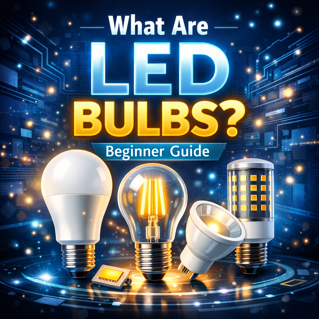 Beginner guide illustration showing different LED bulb types.