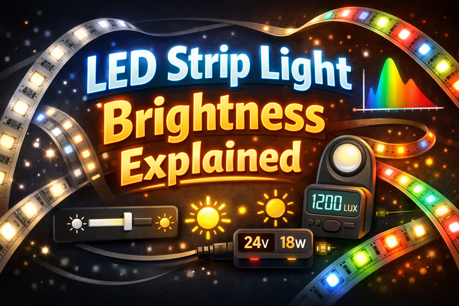 LED strip light brightness levels explained with lux meter and color temperature