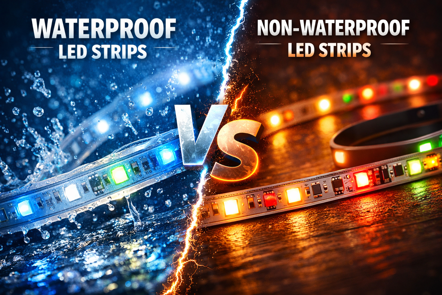 Waterproof vs non-waterproof LED strip lights comparison