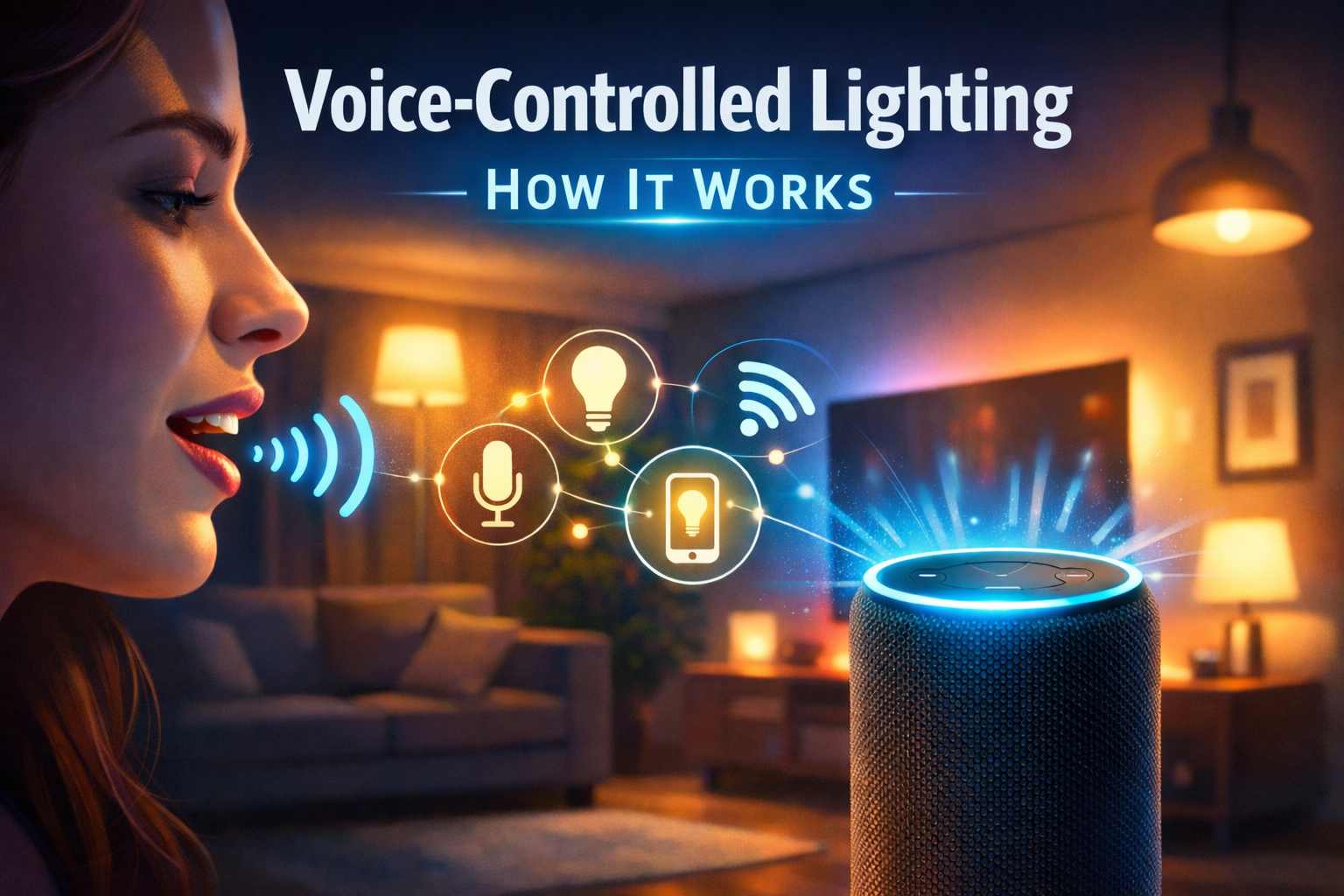 Voice-controlled lighting system using a smart speaker