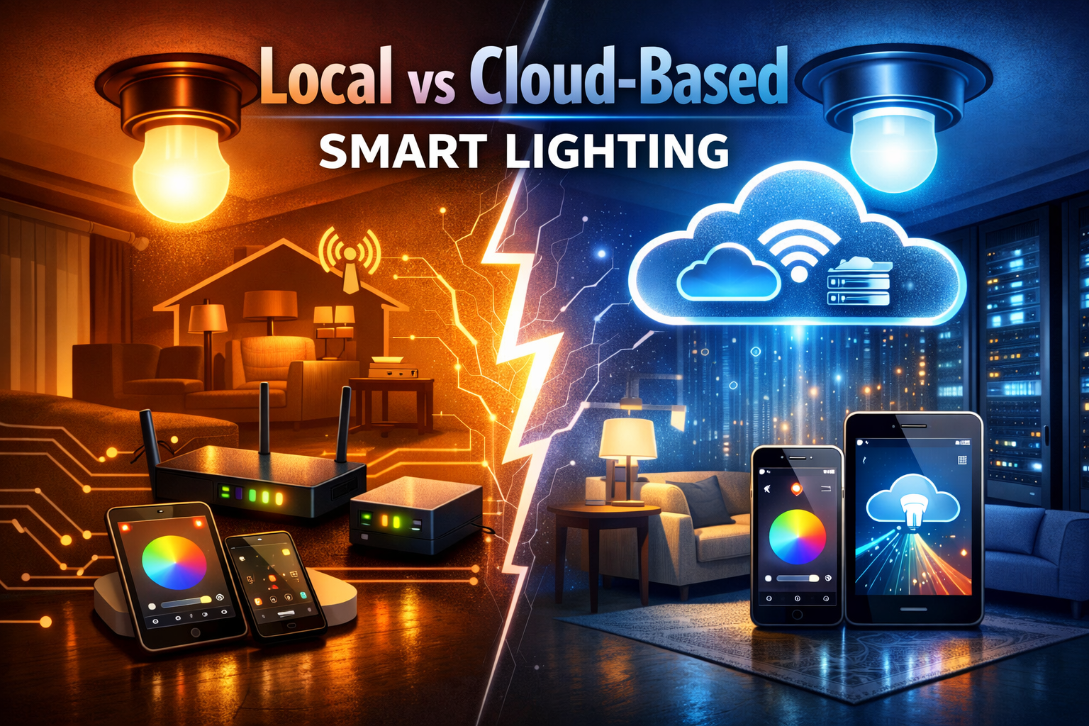 Local vs cloud-based smart lighting systems comparison