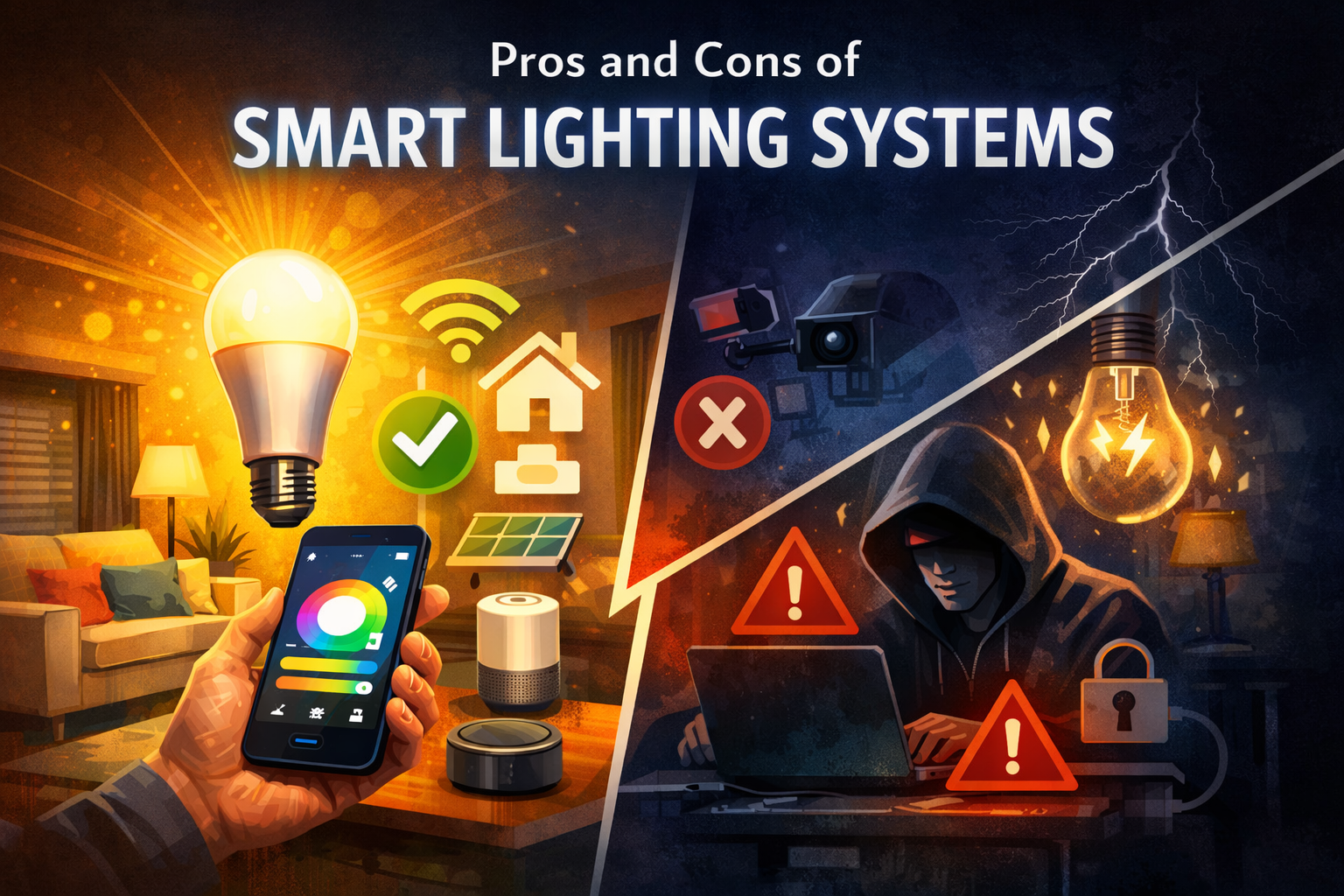 Pros and cons of smart home lighting systems in a modern smart home