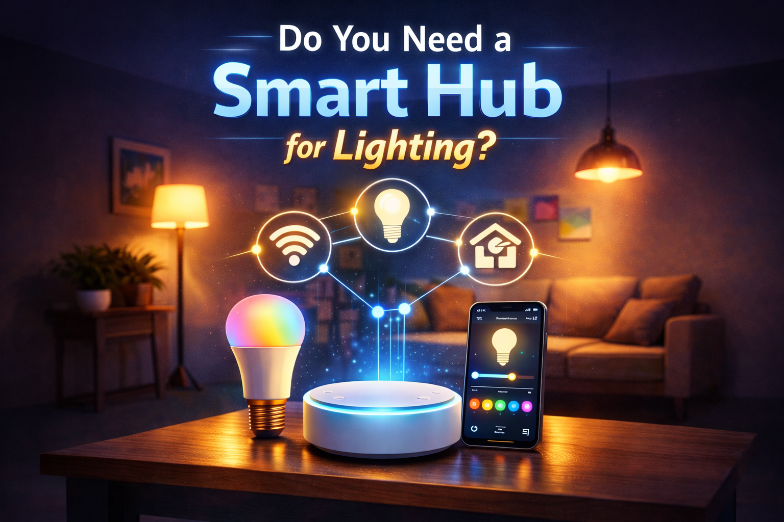 Smart hub for lighting controlling connected bulbs in a modern home