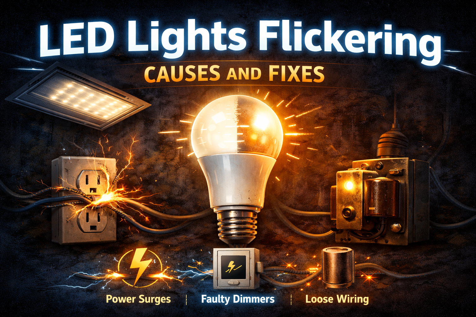 LED lights flickering with wiring and dimmer issues illustration