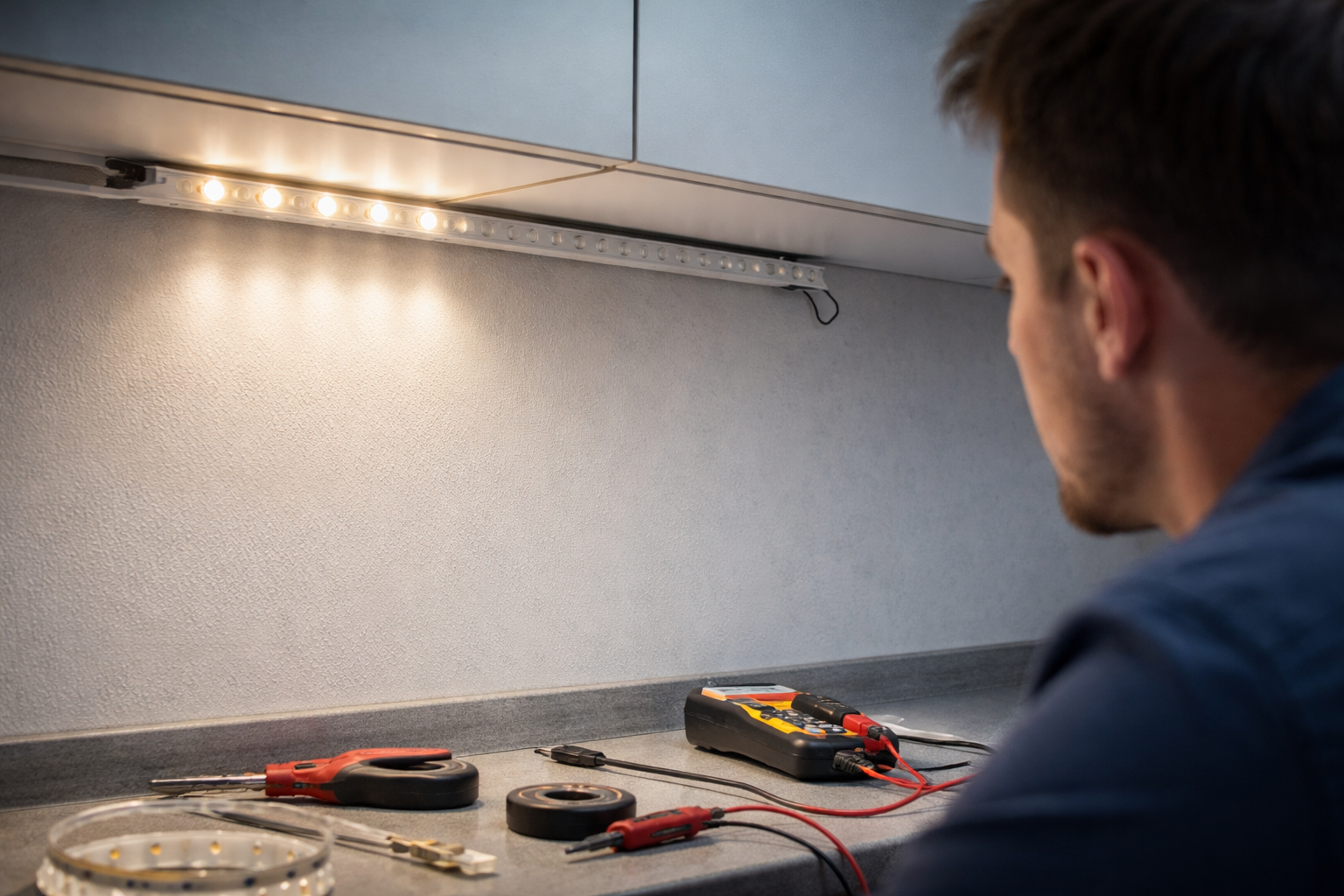 LED strip lights not working after installation under kitchen cabinet