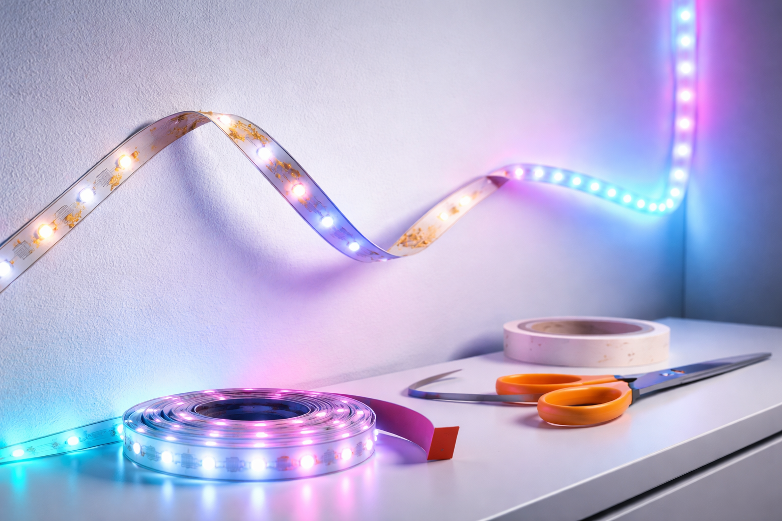 Adhesive LED strip won't stick peeling off wall during installation issue