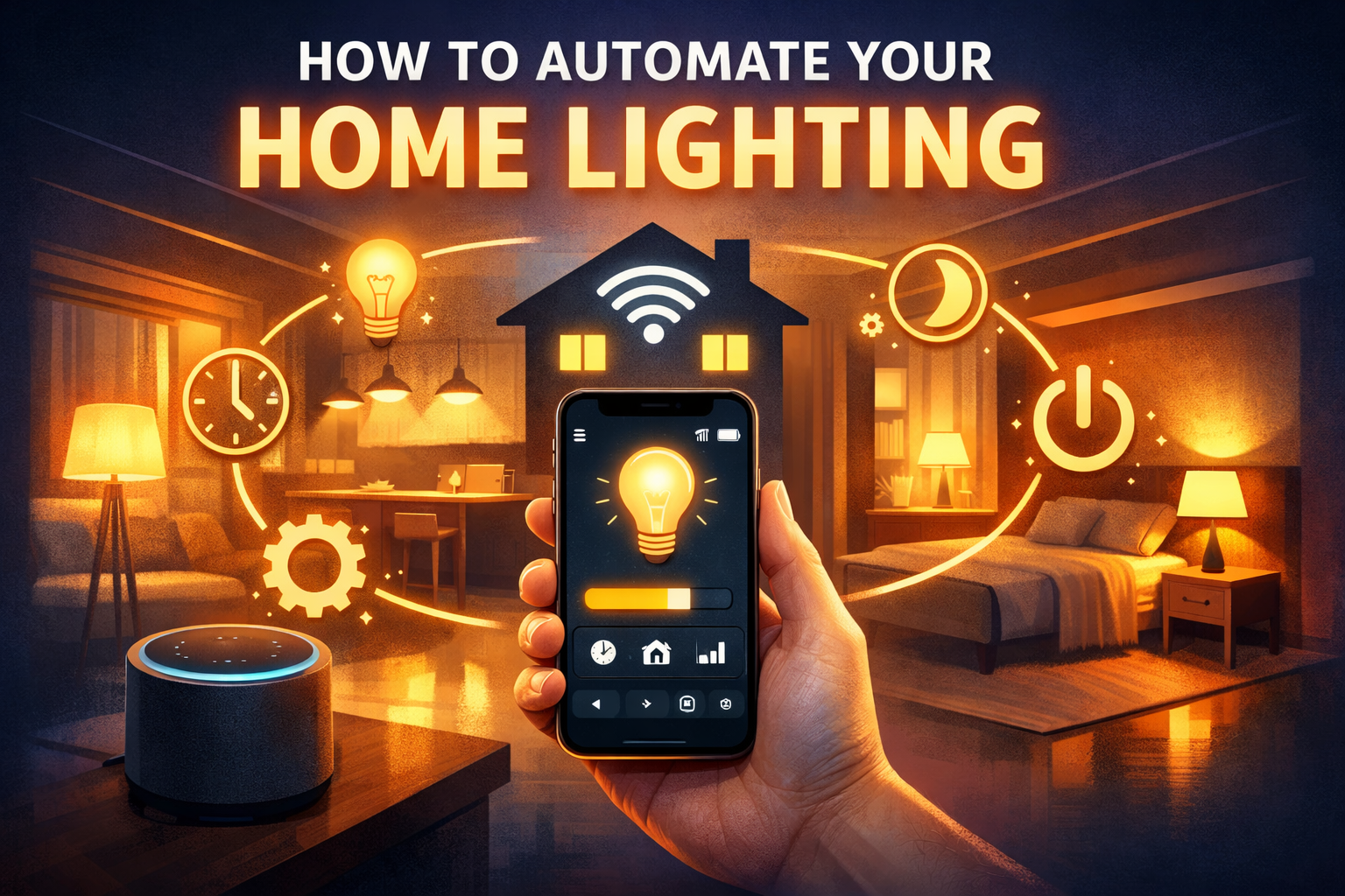 Smart home lighting automation controlled from a smartphone app