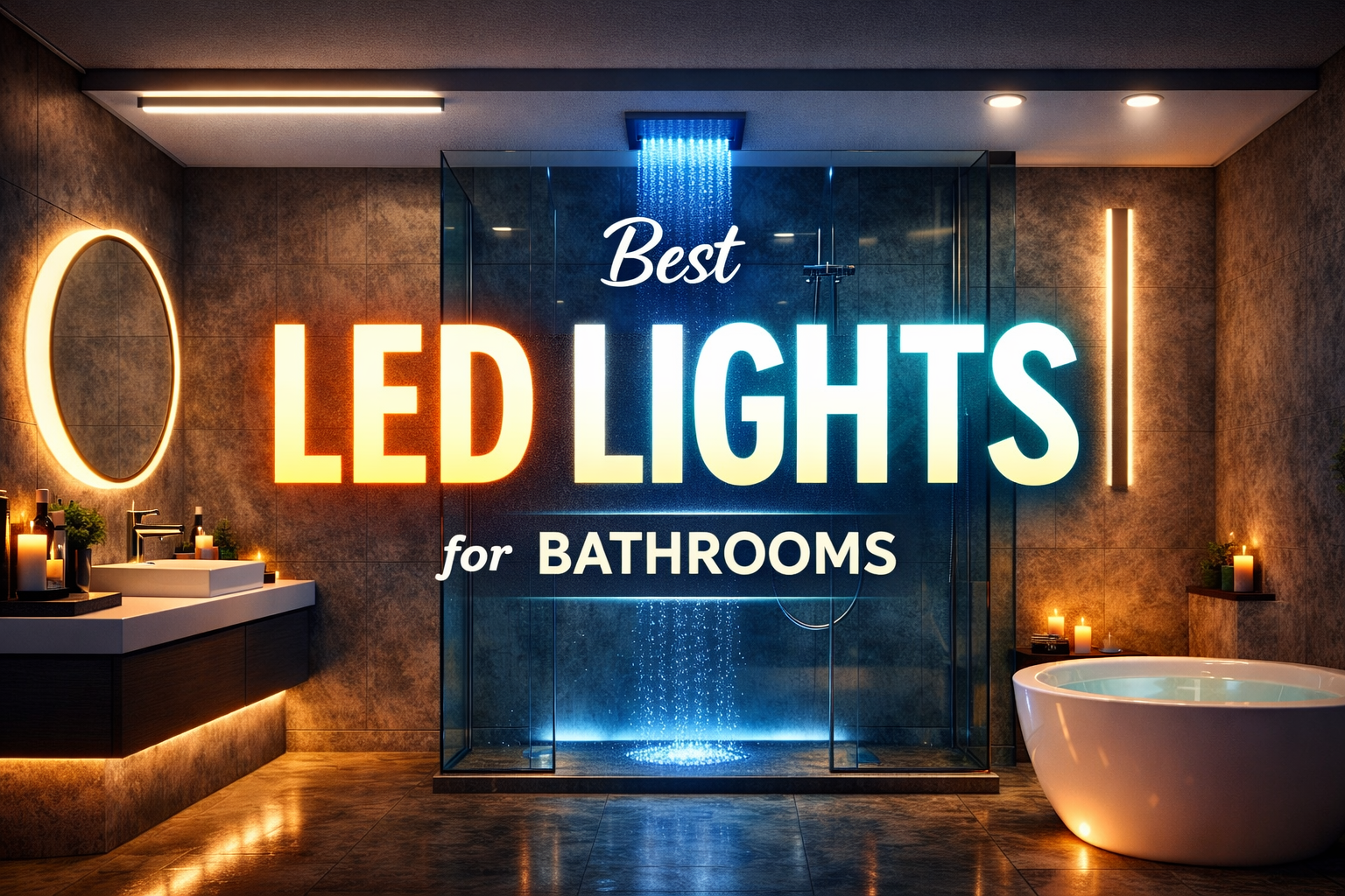 Best LED lights for Modern bathrooms with LED mirror lighting, ceiling LEDs and illuminated shower design for stylish bathroom lighting inspiration