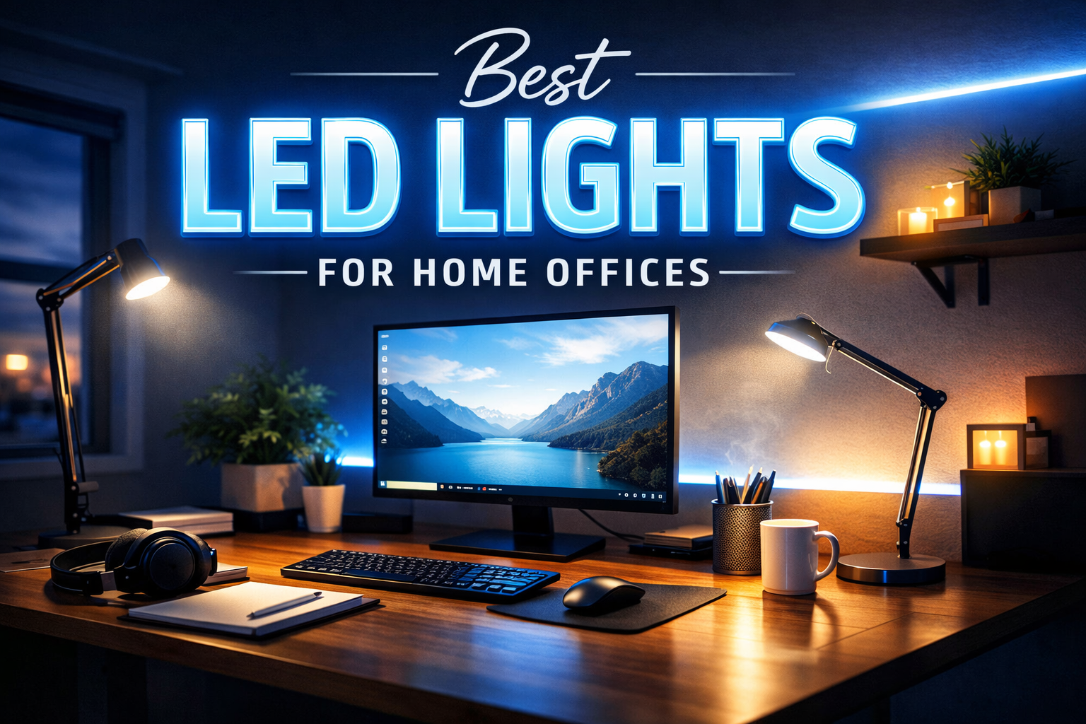 Best LED lights for Modern home offices workspace with LED desk lighting setup for productivity and eye comfort