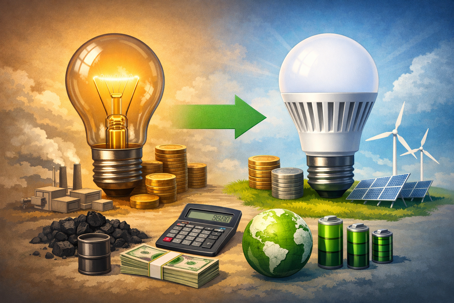 Energy savings, LED lights save per year comparison between LED and incandescent light bulbs showing efficiency and sustainability benefits