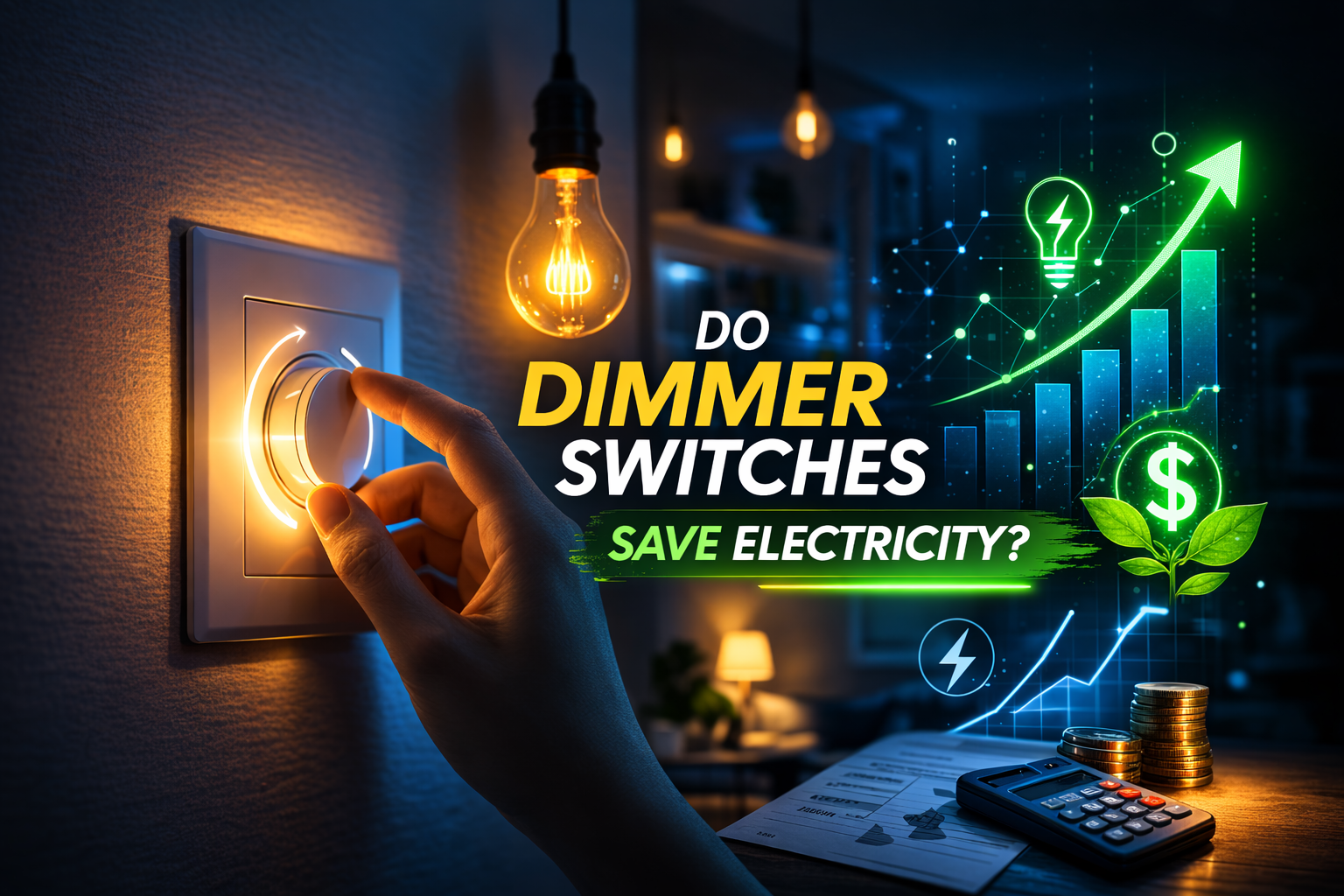 Do Dimmer switches save electricity, LED light brightness for home energy savings and electricity efficiency