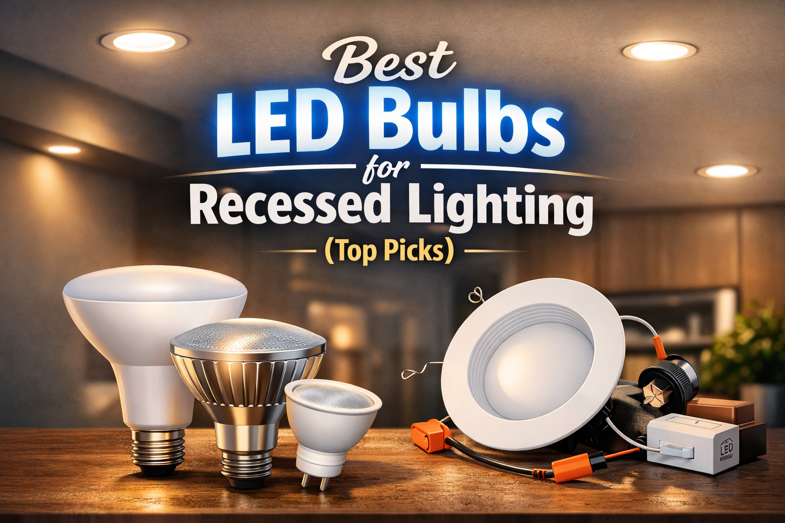 Best LED bulbs for recessed lighting with downlight and spotlight examples in modern ceiling setup
