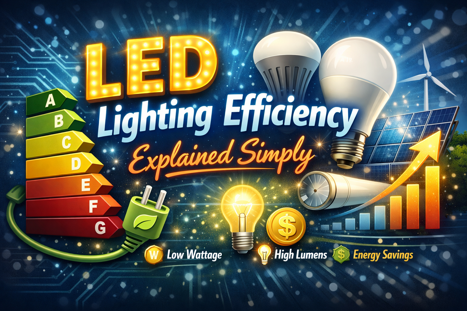 LED lighting efficiency explained with energy label scale and high lumen LED bulbs