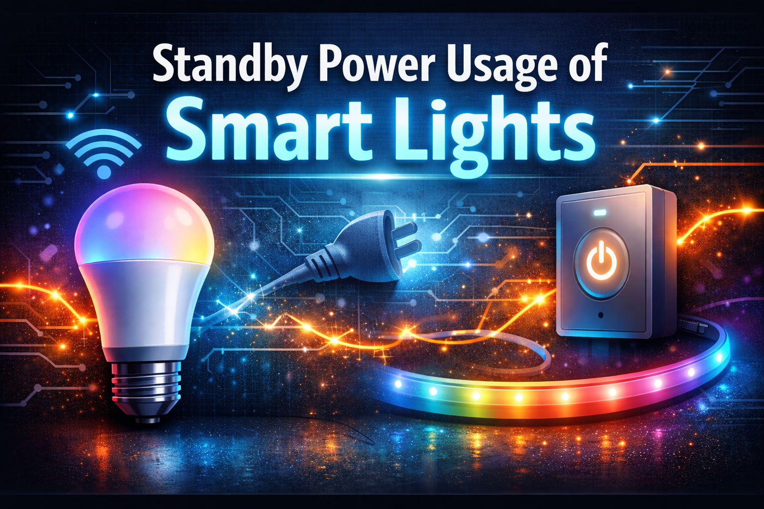 Smart LED bulb and switch illustrating standby power usage of smart lights