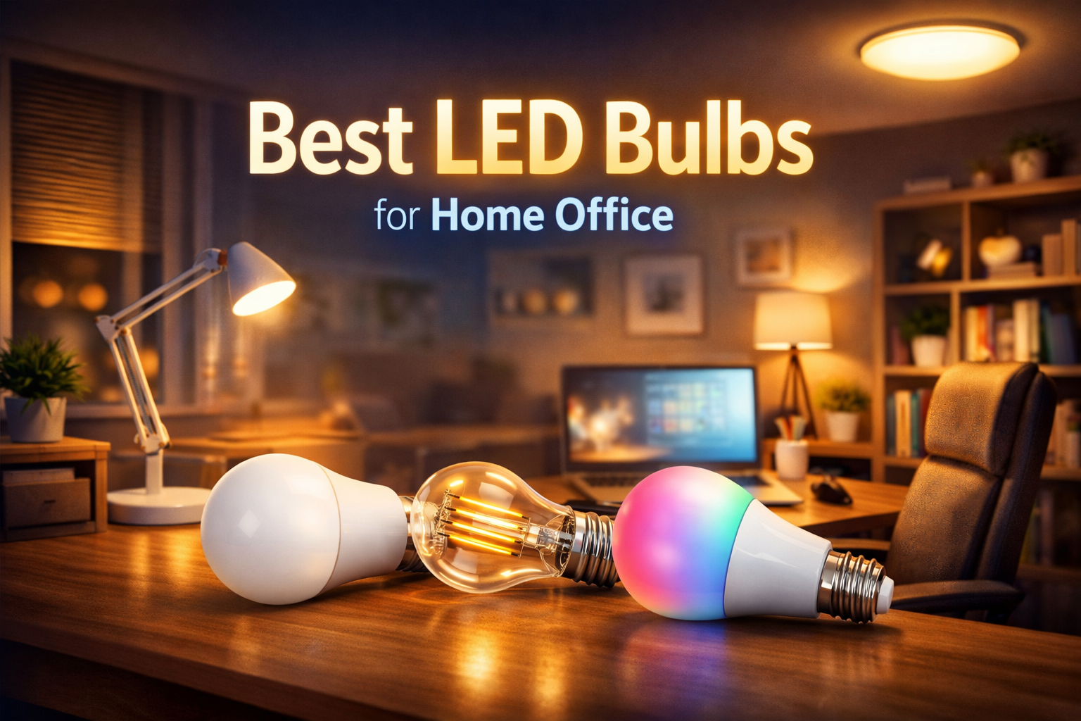 best led bulbs for home office placed on desk with focused task lighting