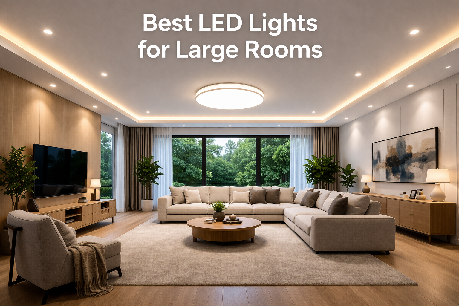 best led lights for large rooms illuminating spacious living area with bright ceiling lighting