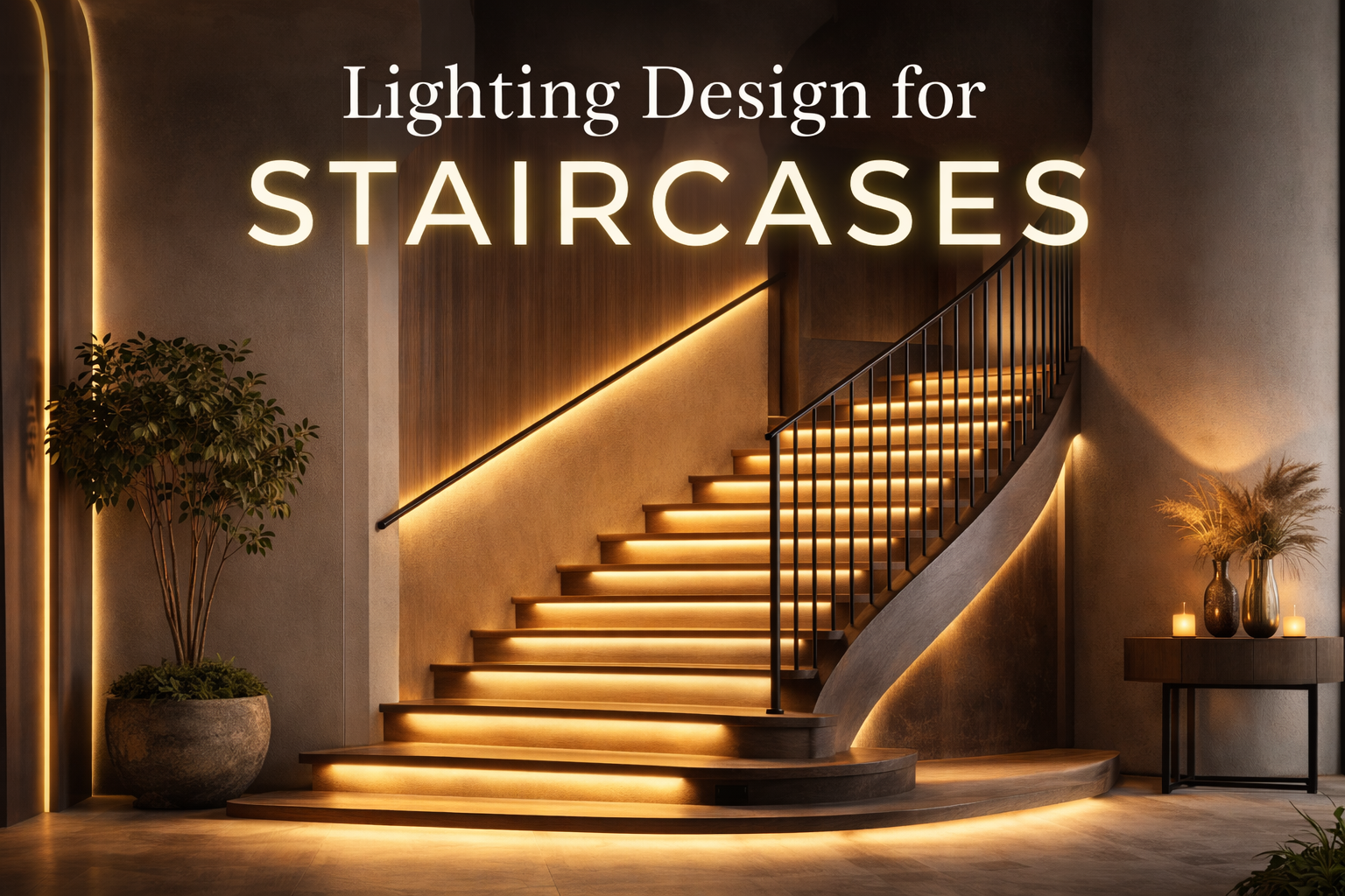 lighting design for staircases with warm step lights in modern interior
