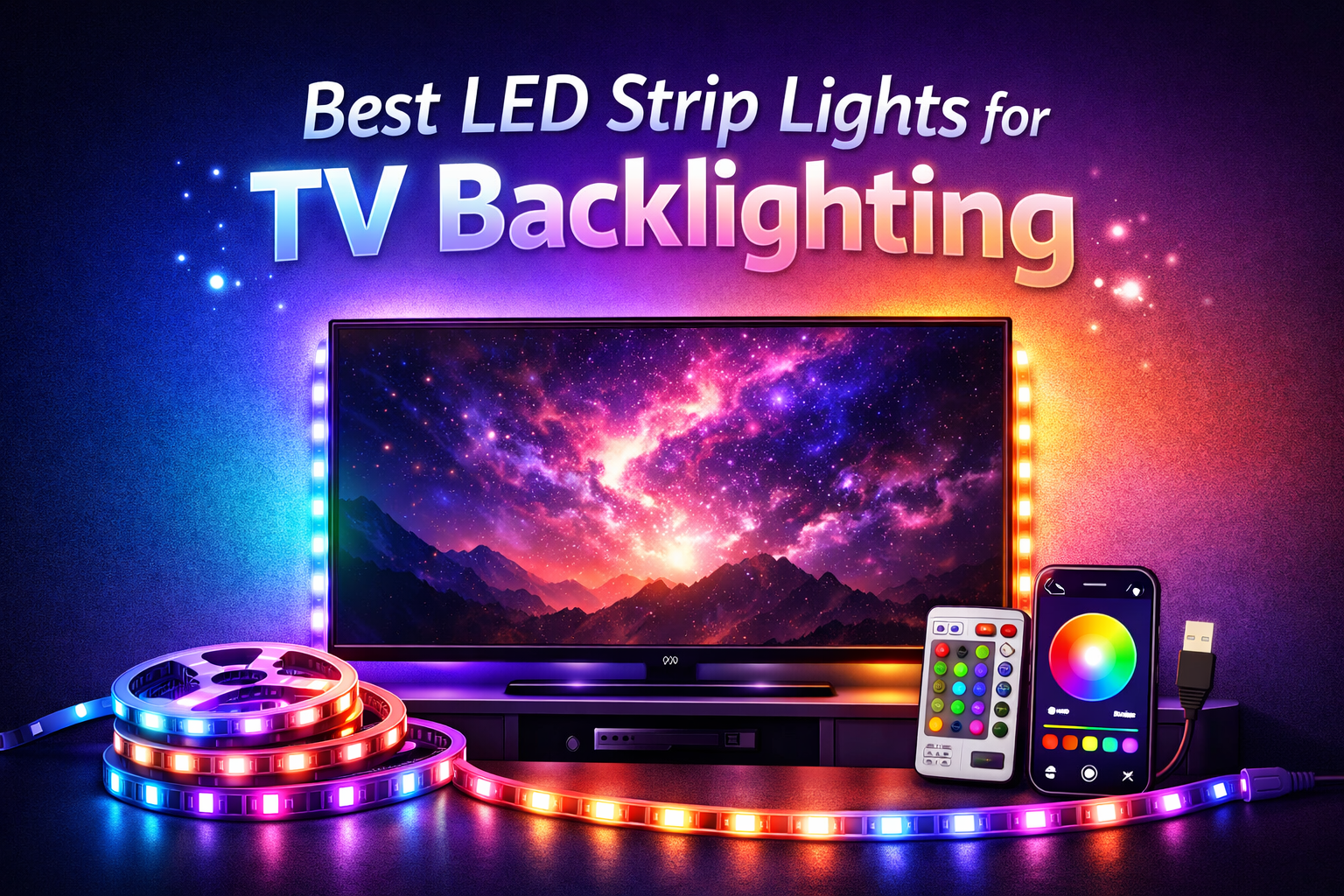 best LED strip lights for TV backlighting setup with colorful ambient lighting
