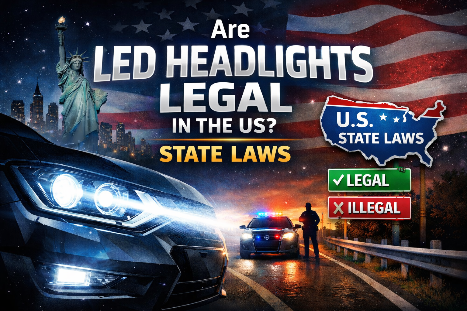 are LED headlights legal in the US with state laws explained