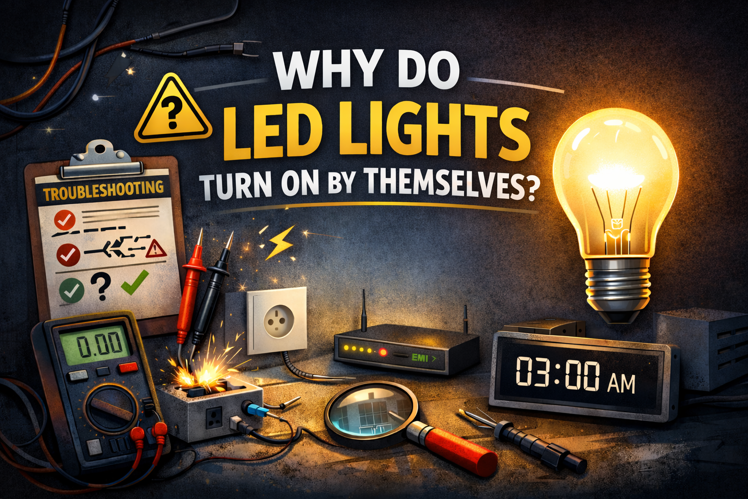 why do LED lights turn on by themselves troubleshooting causes